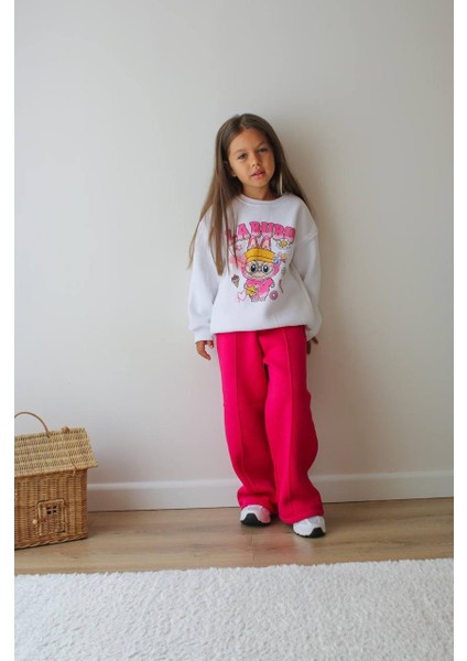 Kız Çocuk Labubu Modelli 3 Iplik Şardonlu Eşofman Takımı fiyatları