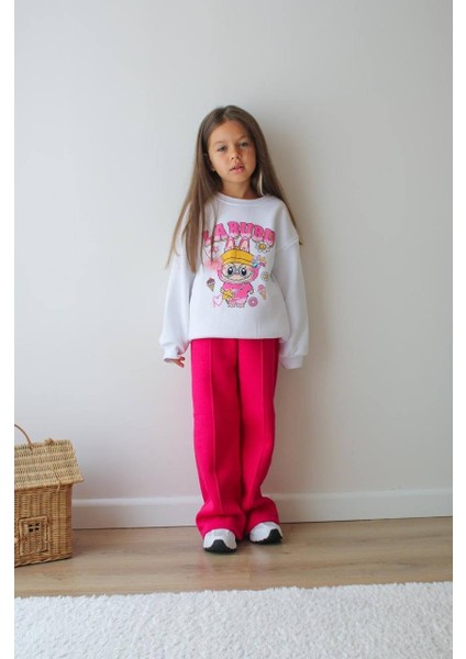 Kız Çocuk Labubu Modelli 3 Iplik Şardonlu Eşofman Takımı modelleri