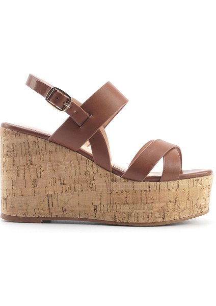 MONSA 5FX Kahverengi Kadın Dolgu Topuk Sandalet