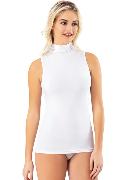 Incili Kadın Atlet Sıfır Kol Balıkçı Yaka Modal