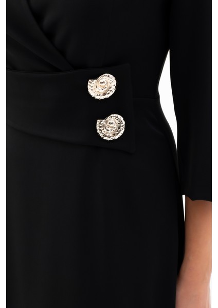 Kadın Siyah Kemer Detay Saten Davet Elbisesi fırsatları