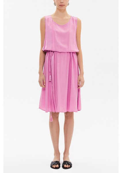 Lila Kolsuz Bol Kesim Midi Elbise 92814