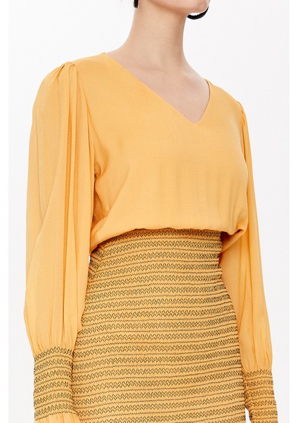 Hardal Süs Dikişli Uzun Elbise 92920