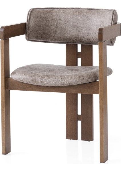 Cozy Sandalye Ceviz Ahşap Vizon Kumaş