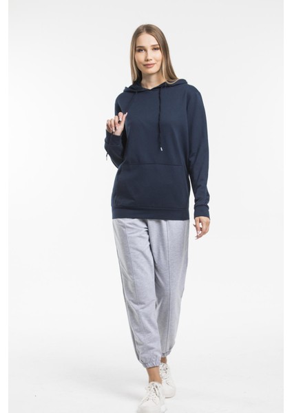 Süperlife Kadın Kapşonlu Regular Fit Ince Sweatshirt SPR21K55