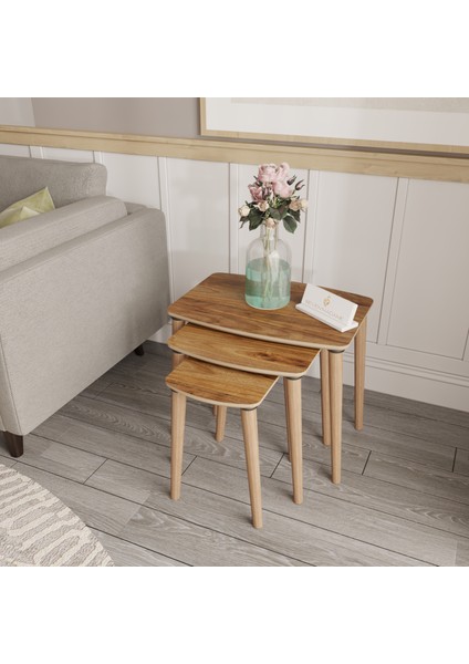 Arvia Amalfi Ceviz Modern 3'lü Zigon Sehpa Takımı modelleri