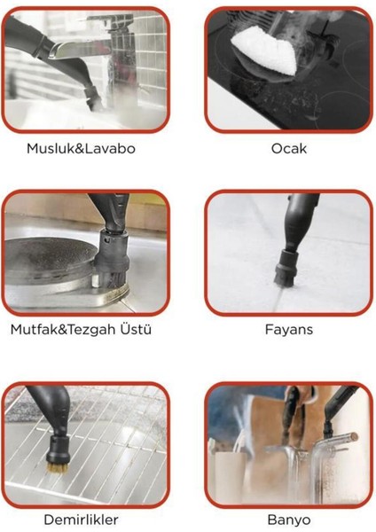 1500W Buharlı Temizleyici, 8 Aparat, Çok Amaçlı Ev ve Araç Temizliği fiyatları