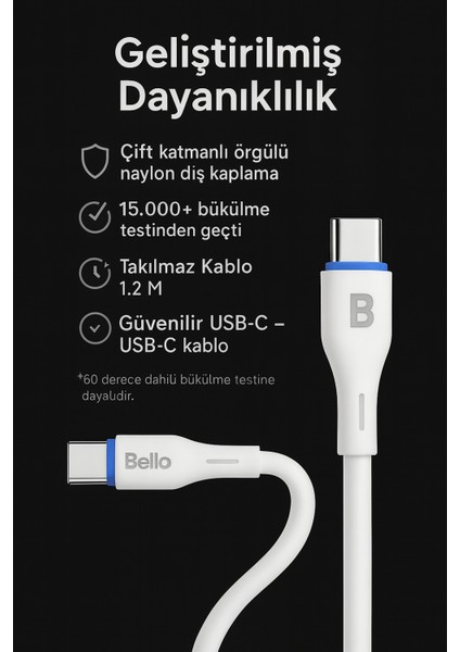 BA-01 Type-C Lightning Beyaz Hızlı Şarj Data Kablosu 27W 1.2m modelleri