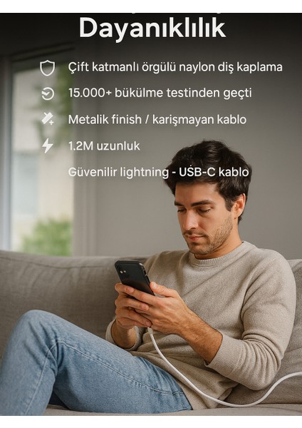 BA-01 Type-C Lightning Beyaz Hızlı Şarj Data Kablosu 27W 1.2m indirimleri