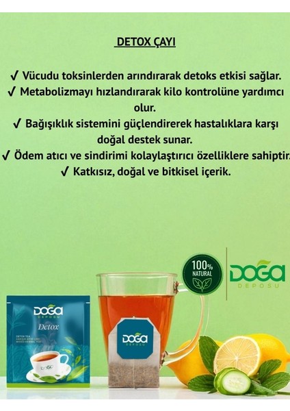 Detox Çayı - Doğal Bitki Çayı, Toksin Atıcı ve Metabolizma Hızlandırıcı, 20’li Poşet Çay modelleri