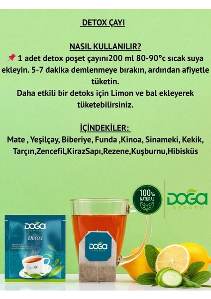 Detox Çayı - Doğal Bitki Çayı, Toksin Atıcı ve Metabolizma Hızlandırıcı, 20’li Poşet Çay fırsatları