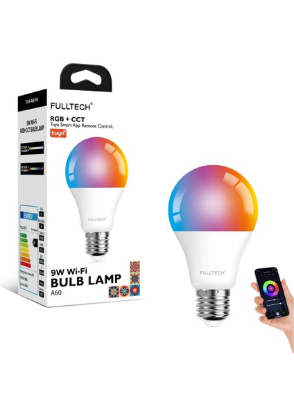 Akıllı Wi-Fi Rgb LED Lamba Ampül, 9W Ampül, Geniş Renk Aralığı, Tuya Destekli [enerji Sınıfı A]