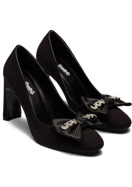 Platform Yüksek Topuk Fiyonk Tokalı Kadın Nubuk Abiye Ayakkabı 3120