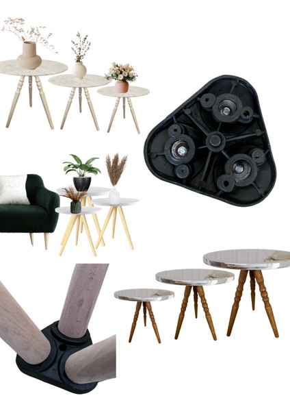 41–44–47 cm Koyu Meşe Ahşap 3’lü Set Sehpa Ayağı 9 Adet + 3’lü Bağlantı Aparatları fiyatları
