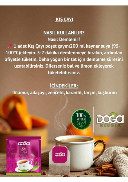 Kış Çayı - Doğal Bitki Çayı, Bağışıklık Güçlendirici, 20’li Poşet Çay fırsatları