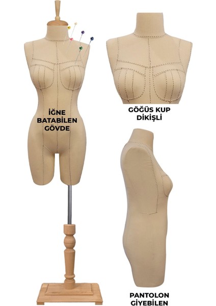 40 Beden Profesyonel Iğne Batabilen Göğüs Kup Dikişli Terzi Prova Mankeni Pop-01 fırsatları