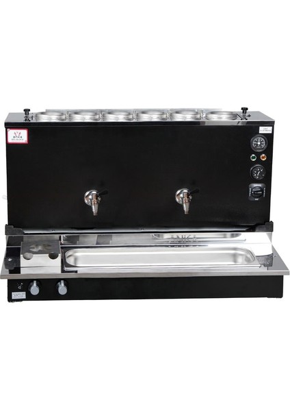 Pro Plus Otomatik Çay Kazanı, 6 Demlikli, 60 Litre, Siyah, Elektrik+ Tüp