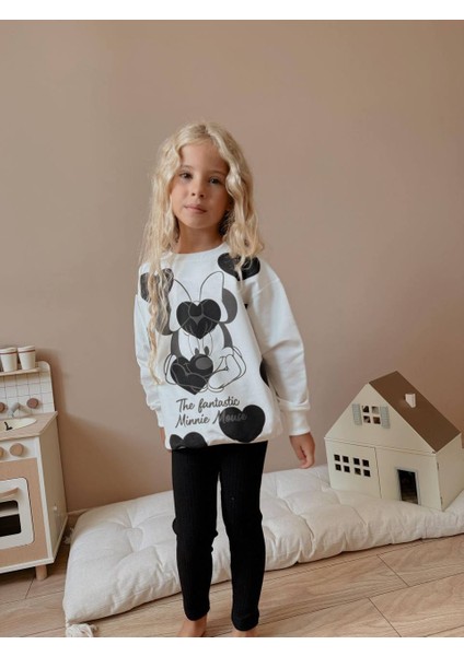 Kız Çocuk Minnie Modelli Taytlı Takım modelleri