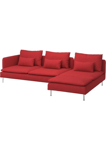 3'lü Kanepe ve Uzanma Koltuğu, Tonerud Kırmızı, Tek Kolçaklı