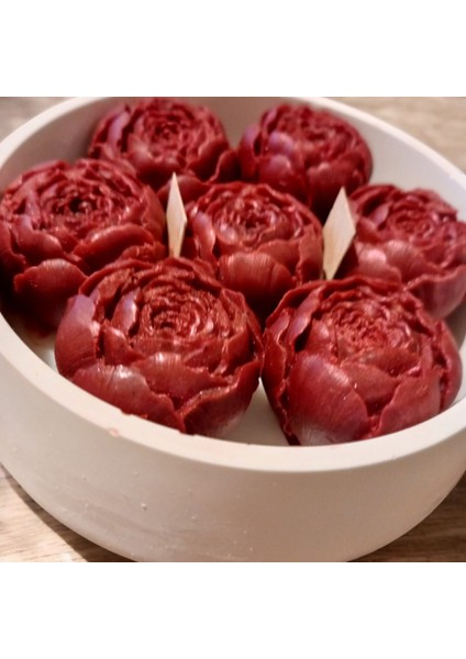 Dekoratif Bordo Gül Kase Mum fiyatları