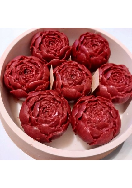 Dekoratif Bordo Gül Kase Mum modelleri