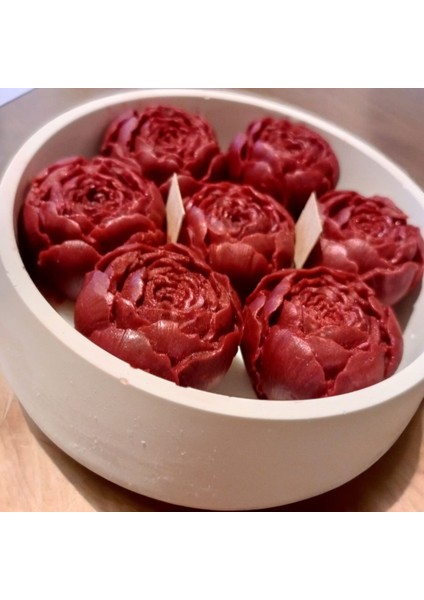 Dekoratif Bordo Gül Kase Mum fırsatları