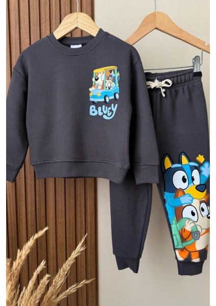 Erkek Çocuk Bluey Baskılı 3 Iplik Pamuklu Kumaş Alt Üst Takım fiyatları