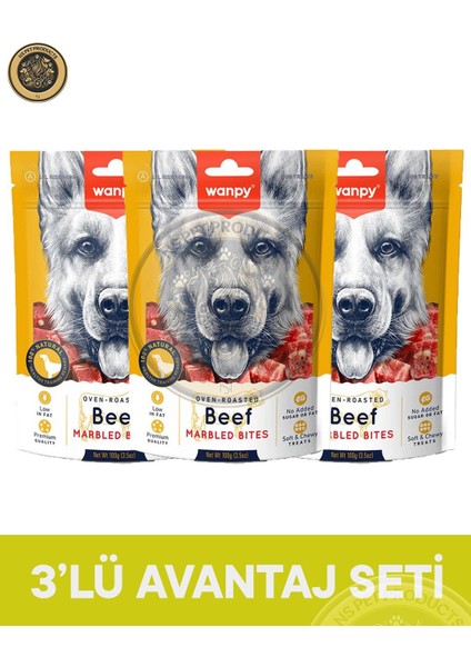 Marbled Köpek Ödül Et Parçaları 3X100 Gram
