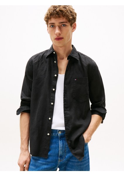 Pıece Dye Lınen Rf Shırt Erkek Siyah Gömlek - MW0MW39425 fiyatları