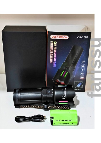 OR-522D Şarj Edilebilir Çok Fonksiyonlu El Feneri - Yüksek Kapasiteli 9000 Mah Batarya, 4 Farklı Mod fiyatları