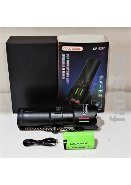 OR-522D Şarj Edilebilir Çok Fonksiyonlu El Feneri - Yüksek Kapasiteli 9000 Mah Batarya, 4 Farklı Mod modelleri