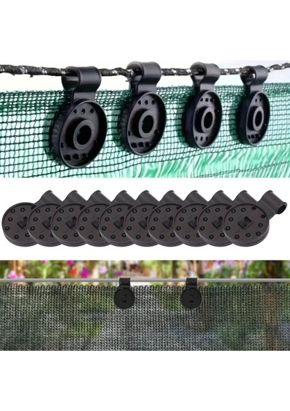 10 Adet Güneşlik Filesi Sabitleme Klipsleri, Gölgelik Bezi ve Brandalar Için Dayanıklı Plastik Kelepçe Kancaları (5263)