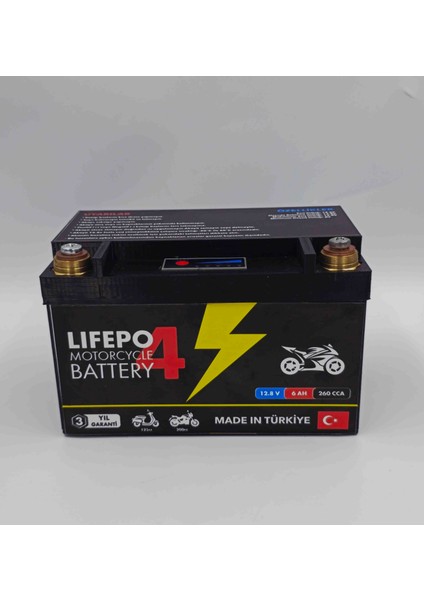 12V 6AH Motorsiklet Akü Lifepo4 Lithium