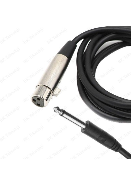 6.35MM Mono Erkek To 3 Pin Xlr Dişi Mikrofon Ses Kablosu 5 Metre