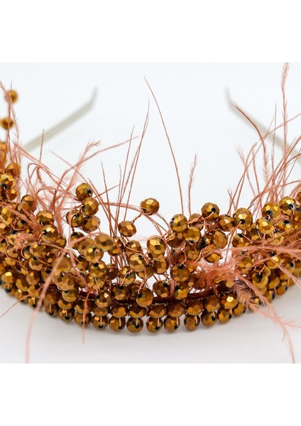 Kristal Taşlı Tüylü Taç Gold - 1 Adet fiyatları