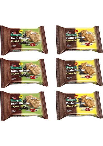 Burçak 273 gr Zeytinli ve Çörek Otlu Tuzlu Bisküvi 6 Lı Karma Paket