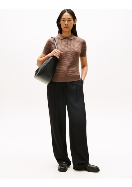 Co Cable Fıne Gg Polo S/s Swt Kadın Kahverengi Kazak - WW0WW41474 fiyatları