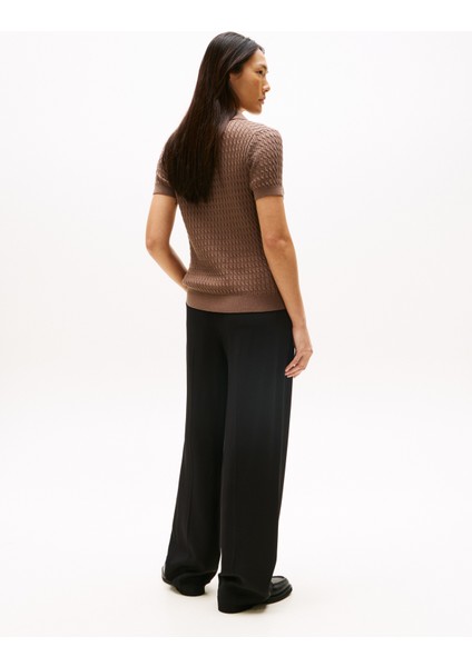 Co Cable Fıne Gg Polo S/s Swt Kadın Kahverengi Kazak - WW0WW41474 modelleri