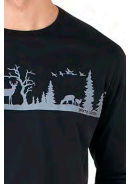 6104 Erkek Siyah Uzun Kollu Bisiklet Yaka Pijama Takımı fiyatları