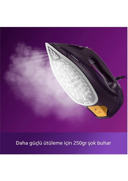 Koyu Mor Buharlı Ütü Azur DST7061/30, Pratik ve Güçlü Düğmeli Tasarım