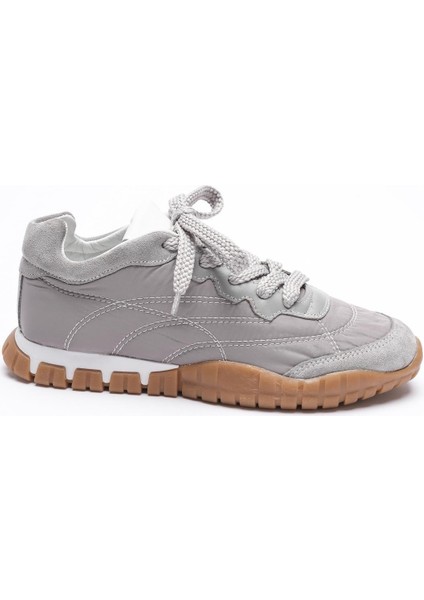 Kadın Hakiki Süet Bağcıklı Krep Tabanlı Anorak Detaylı Sneaker Gri Minu fiyatları