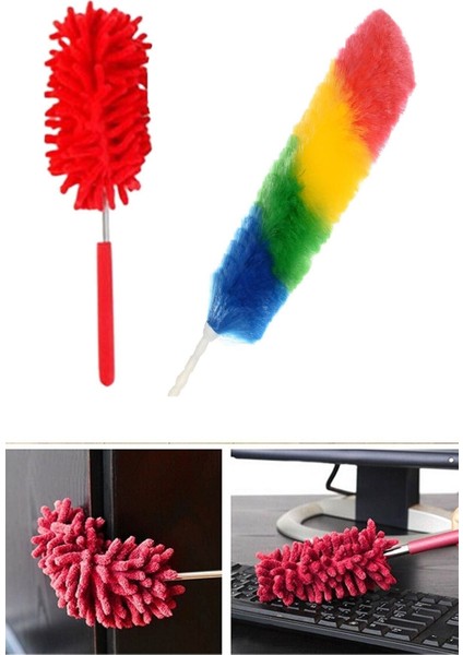 2 Li Set Mikrofiber Teleskobik Toz Alma -Antistatik Toz Püskülü Duster (5263)