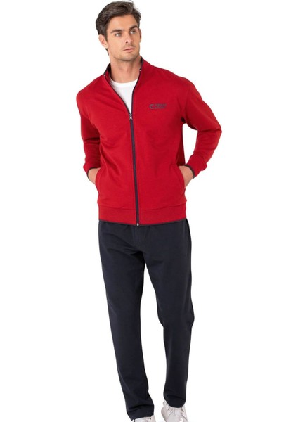 7120 Erkek Bordo Uzun Kollu Dik Yaka Eşofman Takımı