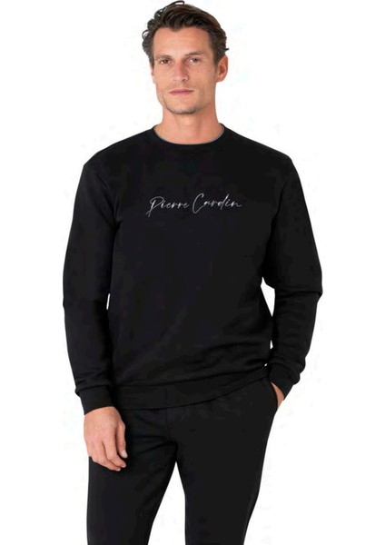 6115 Erkek Siyah Uzun Kollu Bisiklet Yaka Üç Iplik Eşofman Takımı