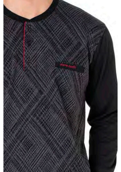 6108 Erkek Siyah Uzun Kollu Yakası Düğmeli Pijama Takım fiyatları