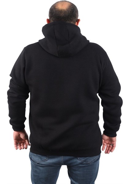 Mocgrande Büyük Beden Unisex Kapüşonlu 3ip Sweat 11701 Siyah