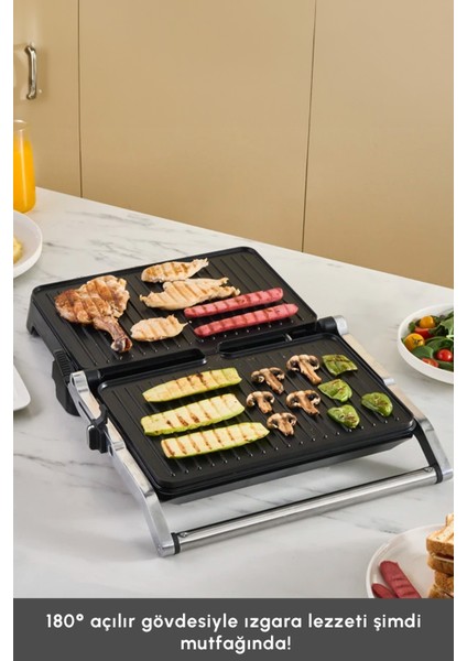 Zaman Ayarlı 2000W Inox 6 Dilim Izgara ve Tost Makinesi, Şık ve Kullanışlı Seçenek fırsatları