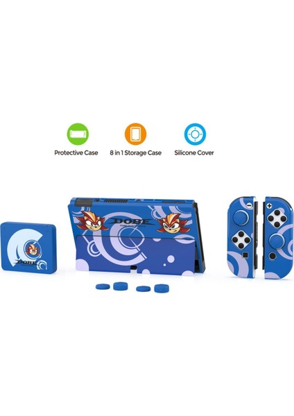 Switch OLED 3in1 Standlı Rnkli Kılıf Analog Yükseltici ve Koruyucu Kart Kutusu
