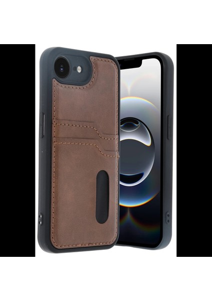 iPhone 16E Kılıf Sara Kartvizitli Deri Kılıf