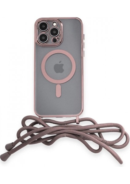 iPhone 14 Pro Kılıf Divo Lazer Askılı Magsafe Kapak - Pembe